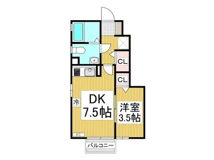 フィエルテ(1DK/1階)の間取り写真