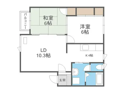 グリーンパークヴィレッジA(2LDK/1階)の間取り写真