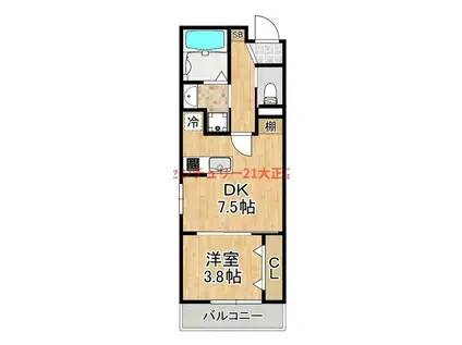 ジェイドパレス千島(1DK/3階)の間取り写真