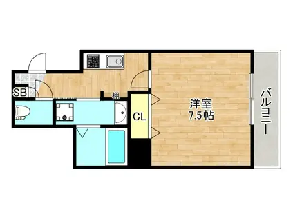 パークヒルズ今里NOA(1K/6階)の間取り写真