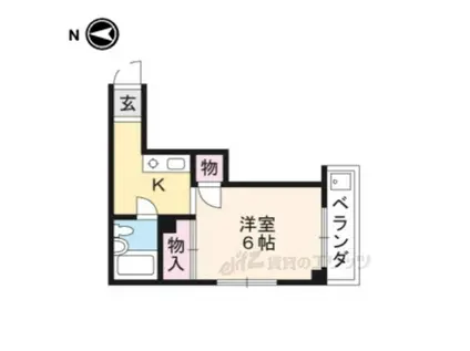 グリンピア西京極(1K/4階)の間取り写真