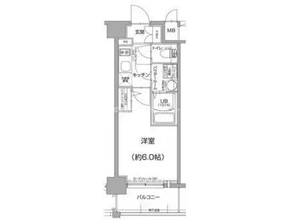 エスリード神戸兵庫駅アクアヴィラ(1K/2階)の間取り写真