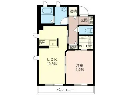 フォンターナI(1LDK/1階)の間取り写真