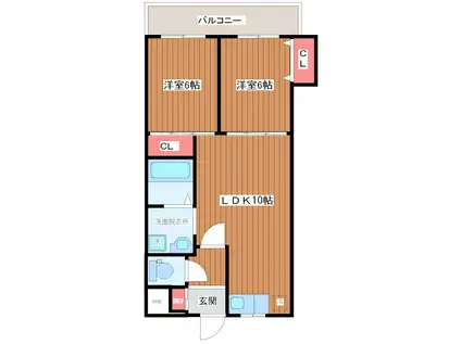 プリメール桂(2LDK/2階)の間取り写真