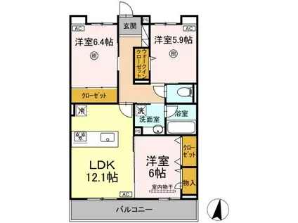 SINFARIA六本松(3LDK/2階)の間取り写真