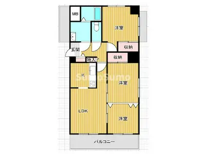 ベル・アーバニティ西難波(3LDK/2階)の間取り写真