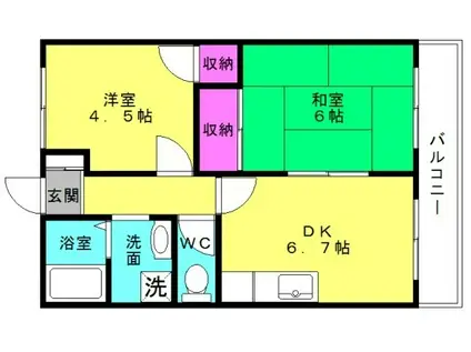 第329川辺ビル(2DK/1階)の間取り写真