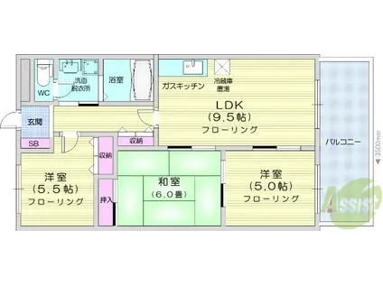 プリベール南吉成(3LDK/1階)の間取り写真