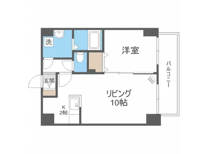 アヴェニュー近美前(1LDK/6階)の間取り写真