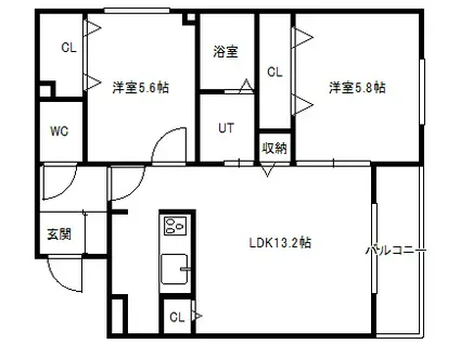 ELATE幌平橋(2LDK/2階)の間取り写真