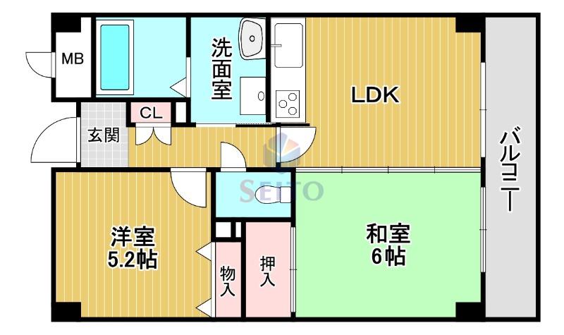 アンジュルーヴル(2LDK/2階)の間取り写真