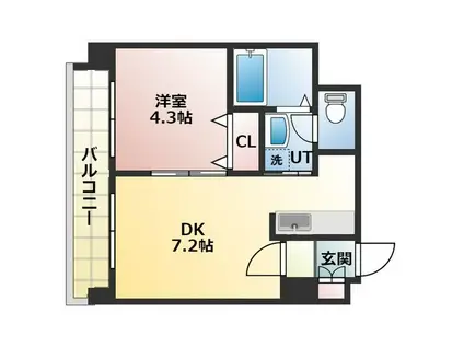 フランセジュール北20条(1DK/6階)の間取り写真