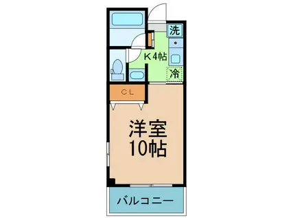 スカイハイツ香西(1K/1階)の間取り写真