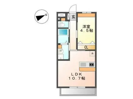 グランルポン(1LDK/1階)の間取り写真