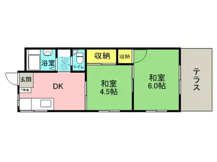 ハイユニミシマ(2K/2階)の間取り写真