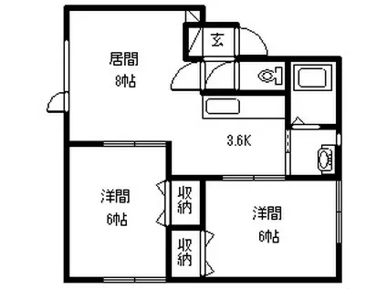 アヴァンティ(2LDK/1階)の間取り写真