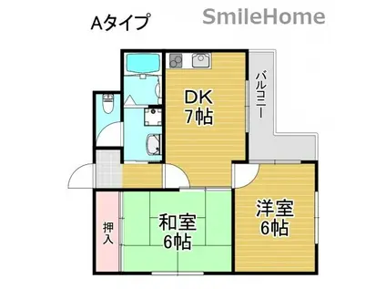 アビデ上住吉(2DK/3階)の間取り写真