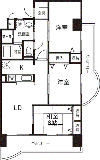 クリアスプリング中央 2番館(3LDK/4階)の間取り写真
