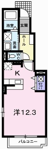 サンリットヴィラ神屋(ワンルーム/1階)の間取り写真