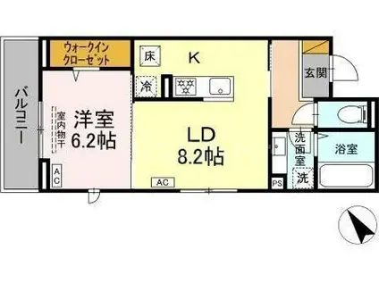 CRADLE(1LDK/2階)の間取り写真