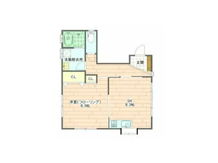 蕨市中央 1F(1DK/1階)の間取り写真