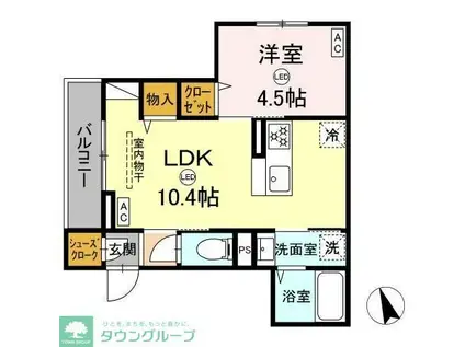 ASSETーCOURT立川富士見町 A(1LDK/3階)の間取り写真