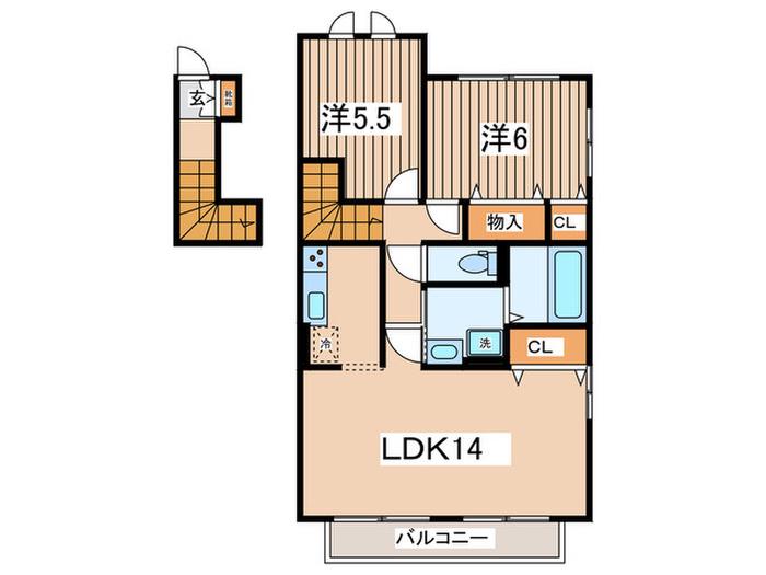 イーストコテージ(2LDK/2階)の間取り写真