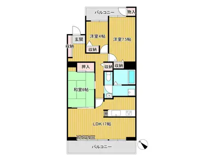 谷津パークタウン弐番街32号棟(3LDK/3階)の間取り写真