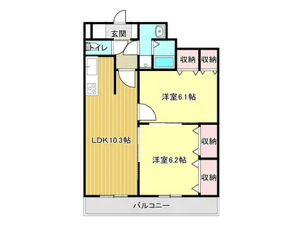 Y・フジ ビル新白河(2LDK/2階)の間取り写真