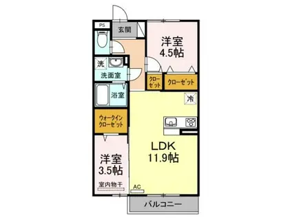 LIBERTAD(2LDK/2階)の間取り写真