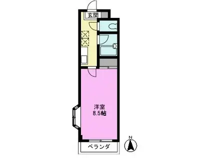 ディッグ・ウェル(1K/3階)の間取り写真