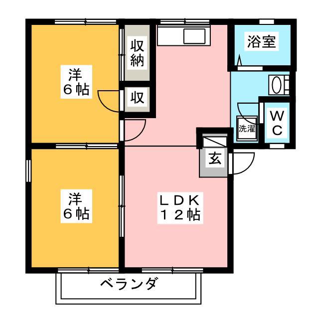 セジュール千代田(2LDK/2階)の間取り写真