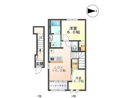 サクシードつばさ(2LDK/2階)の間取り写真