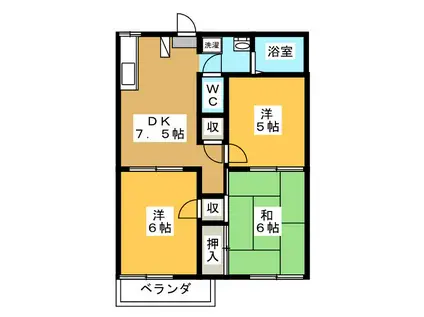 コーポラス杉山A(3DK/2階)の間取り写真