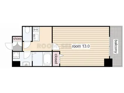 FLAT12(1K/6階)の間取り写真