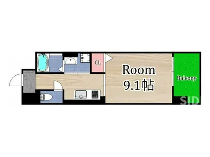 フットマーク 清水(1K/2階)の間取り写真