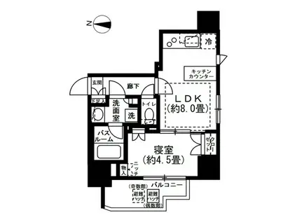 オープンレジデンシア四谷舟町(1LDK/9階)の間取り写真