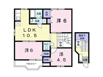 ファミールヒルズE(3LDK/2階)の間取り写真