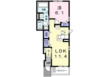 エステート勝川(1LDK/1階)の間取り写真