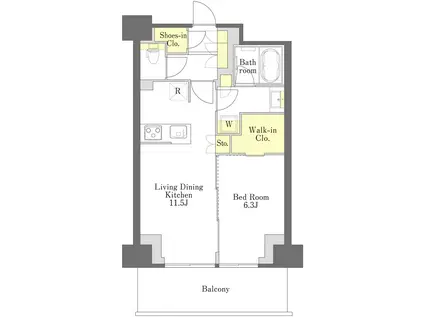 プライムメゾン江古田の杜イースト(1LDK/11階)の間取り写真