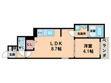F ASECIA COLLINE(1LDK/3階)の間取り写真