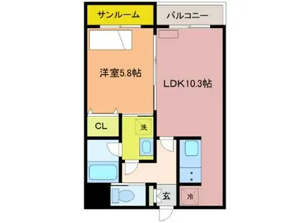 VIA・LATTEA II(1LDK/5階)の間取り写真