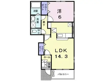 トゥー・ル・モンド(1LDK/1階)の間取り写真