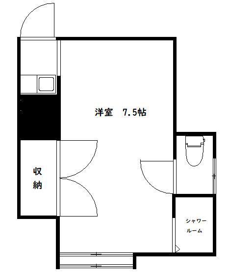 北野方荘(ワンルーム/2階)の間取り写真