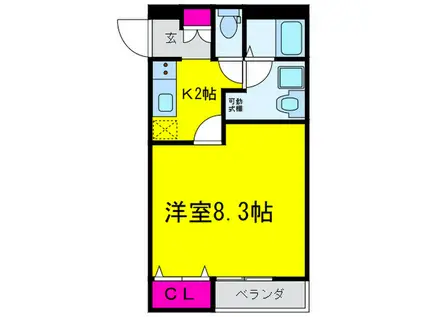 エヴァンステ-ジ栄町(1K/1階)の間取り写真