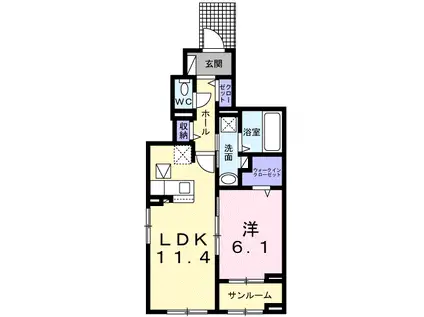 クレールV B(1LDK/1階)の間取り写真