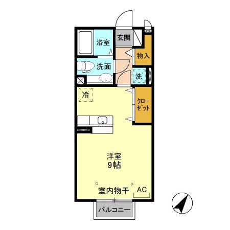 シェル駒生C(ワンルーム/2階)の間取り写真