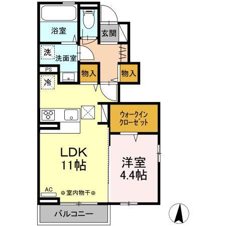 グランフルール A(1LDK/1階)の間取り写真