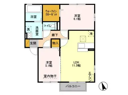ルミールIII(2LDK/1階)の間取り写真