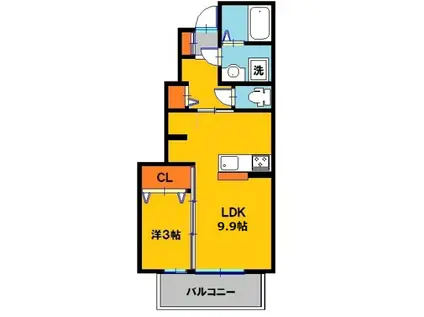 グレイス コート 若草(1LDK/1階)の間取り写真